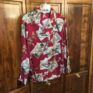 J H Collectibles silk button down shirt, size size 2P,